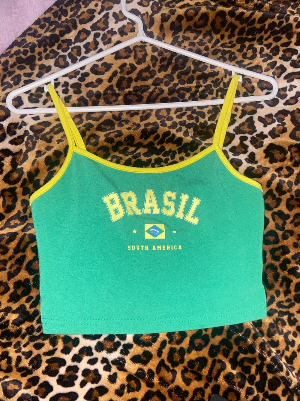 Brasil Green & Yellow Cropped Cami Tank Top
